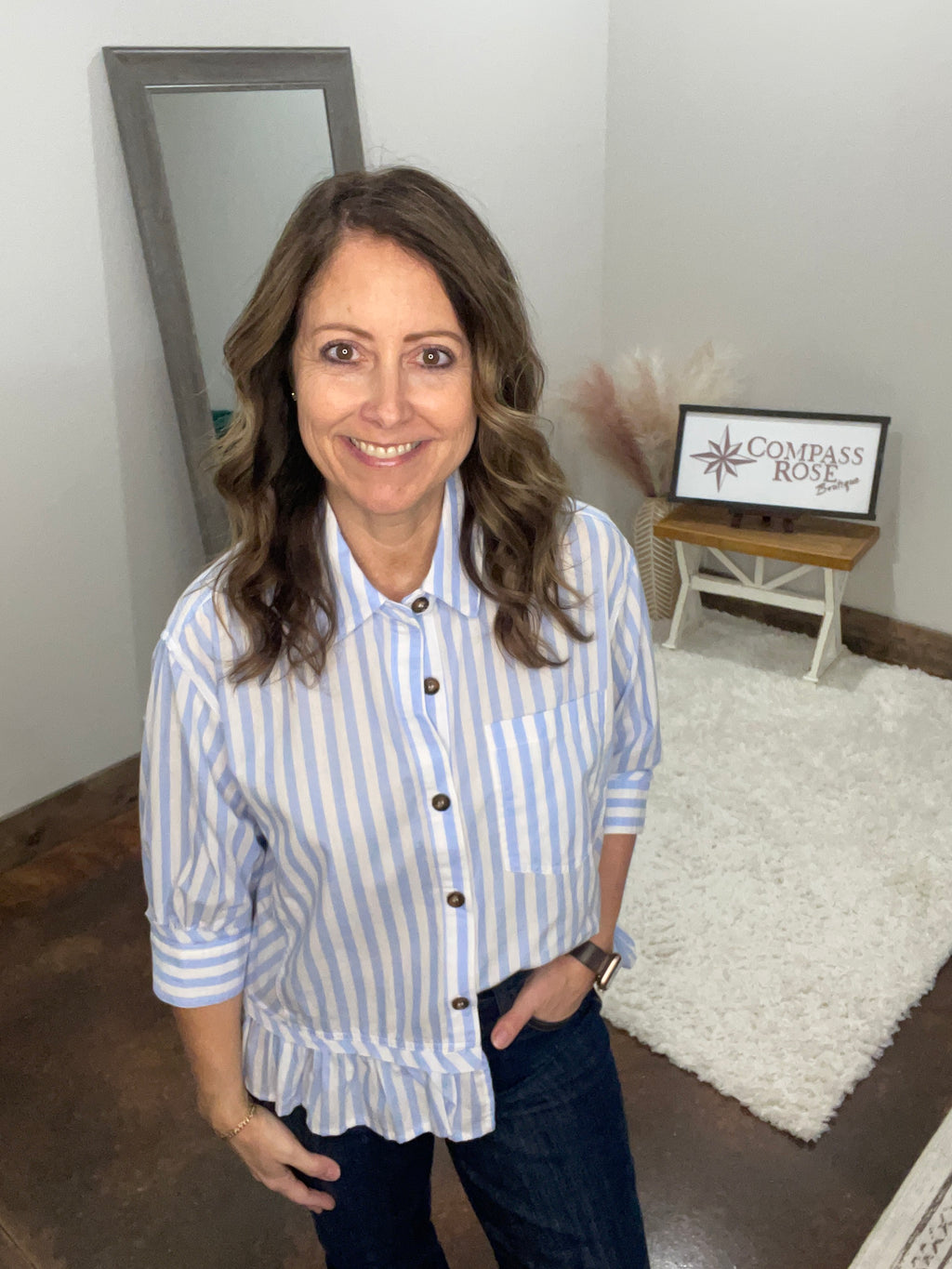 Striped Ruffle Top