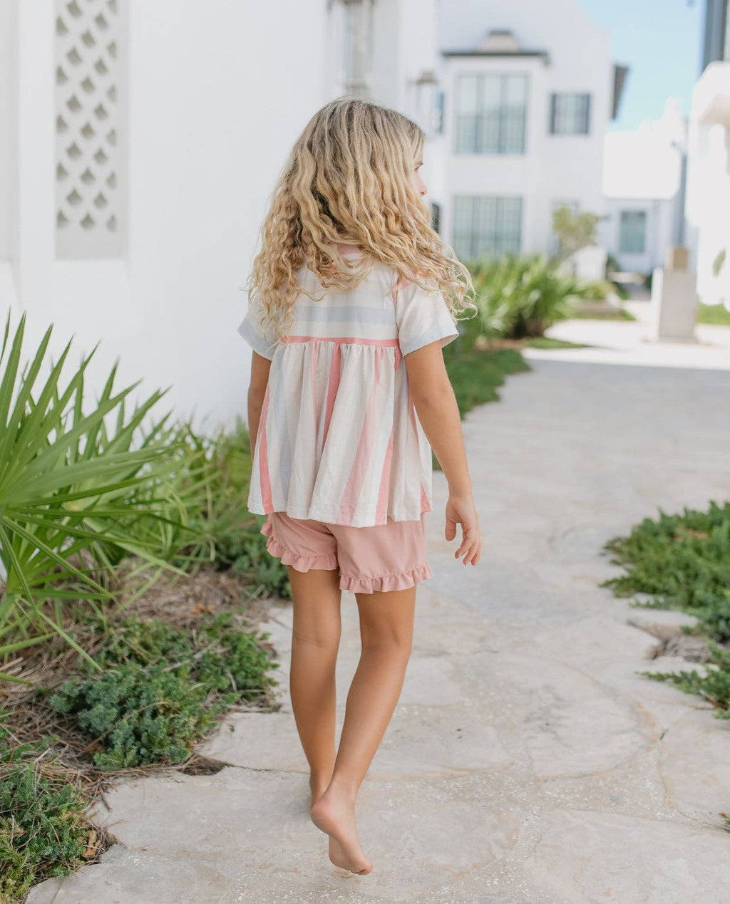 Kids Stripe Pocket Ruffle Short Set