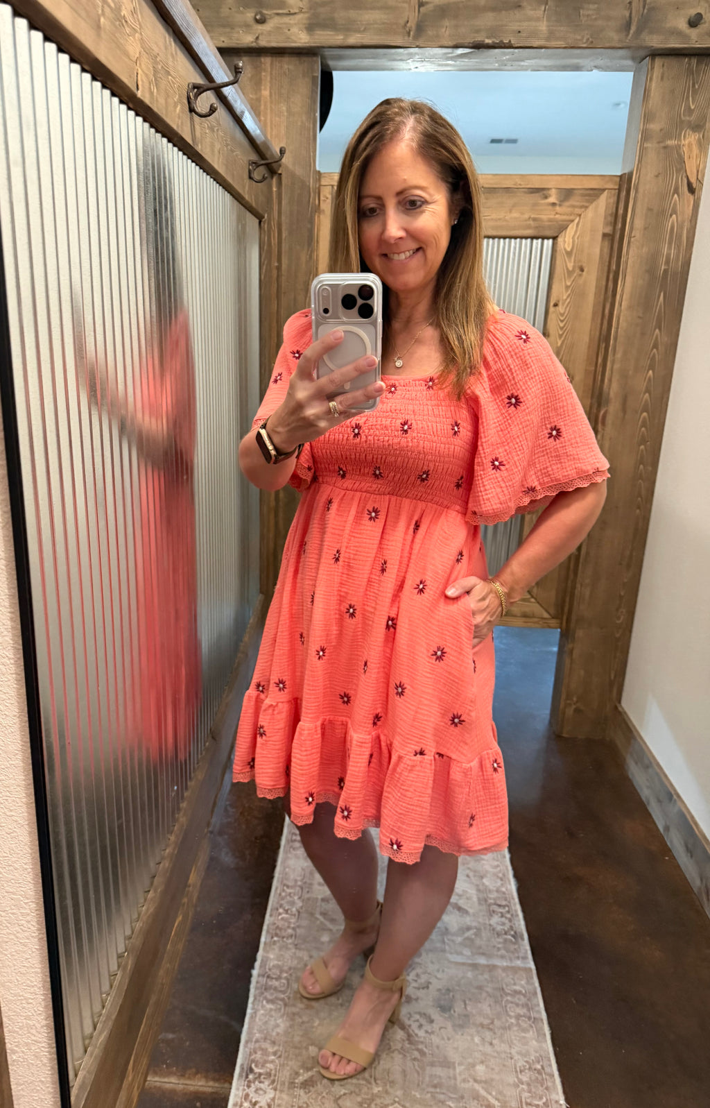 Gauze Floral Embroidered Dress