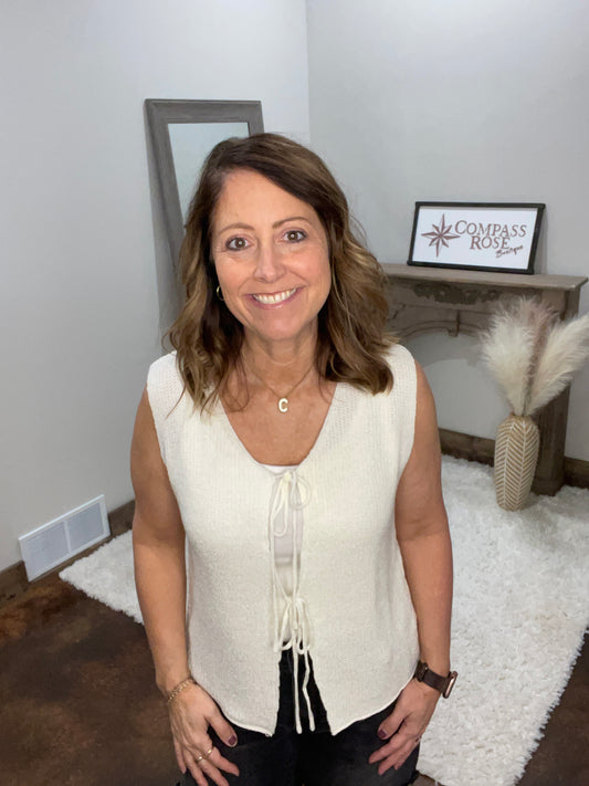 Lace-up Front Sweater Vest