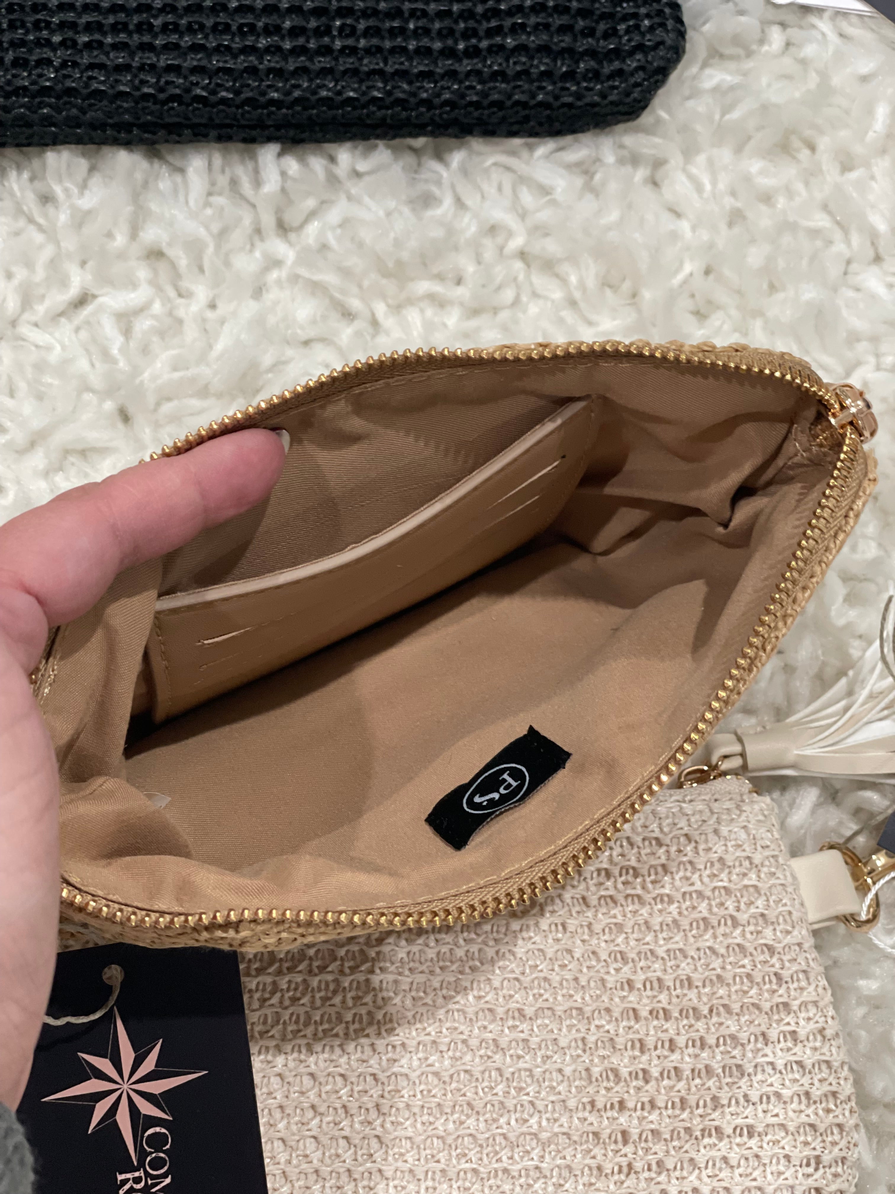 Raffia Clutch Card Wallet Wristlet