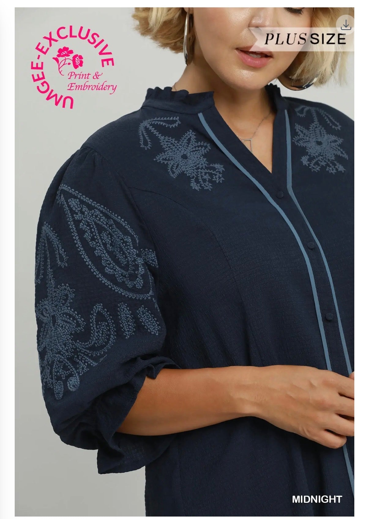 Embroidery Ruffle Top - Curvy