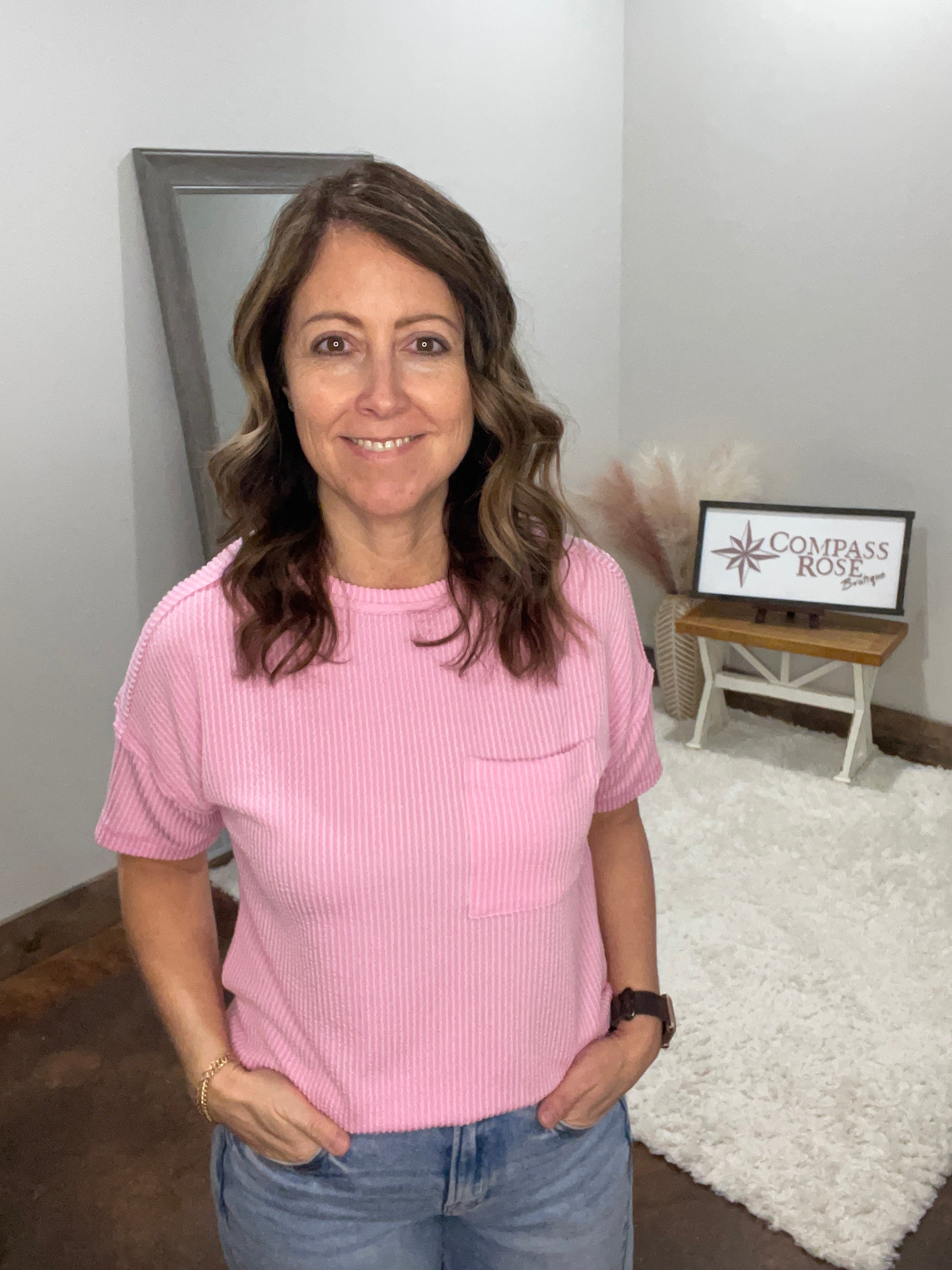 Raised Rib Exposed Seam Top