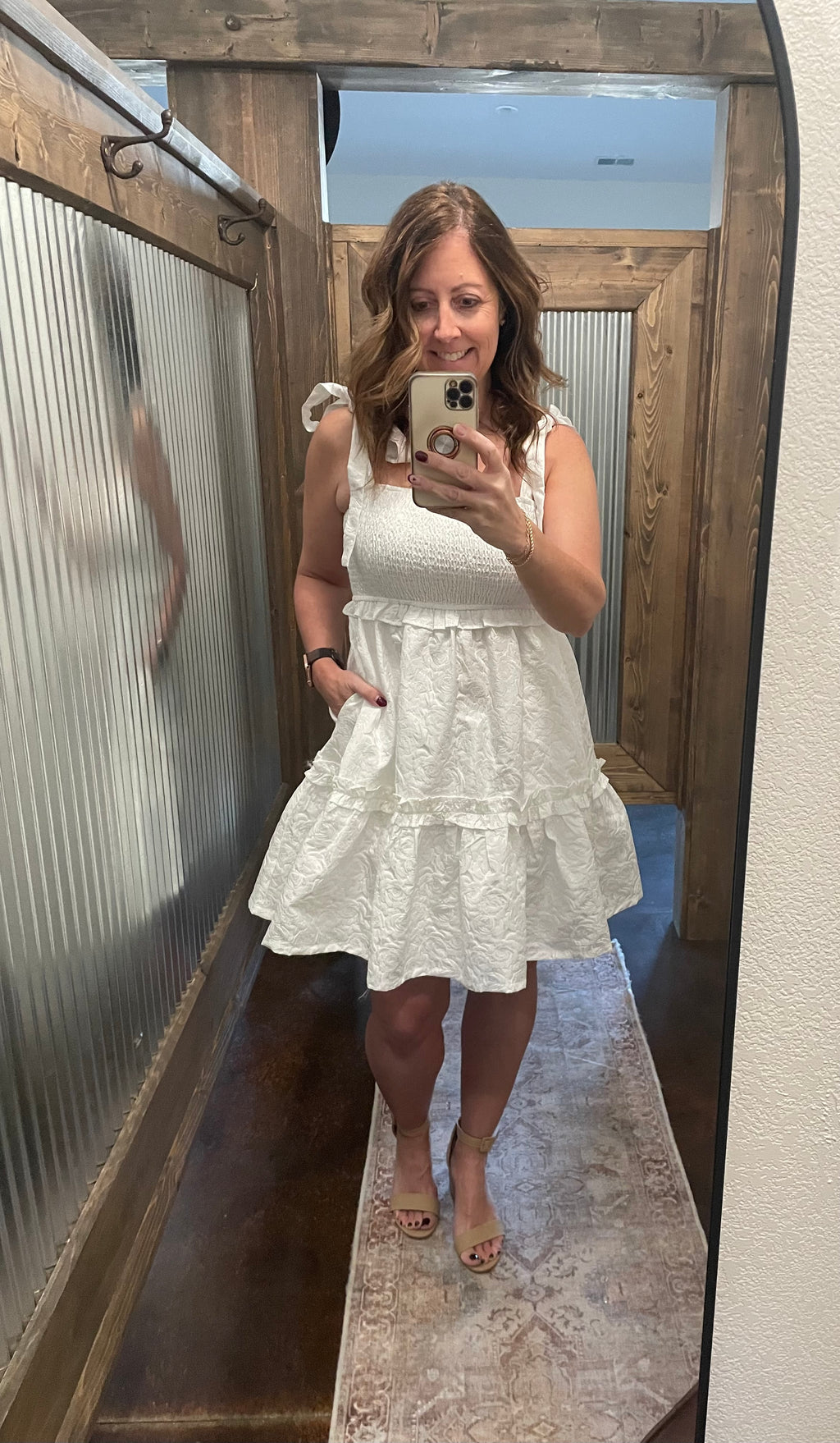 Smocked Tie-Strap Mini Dress