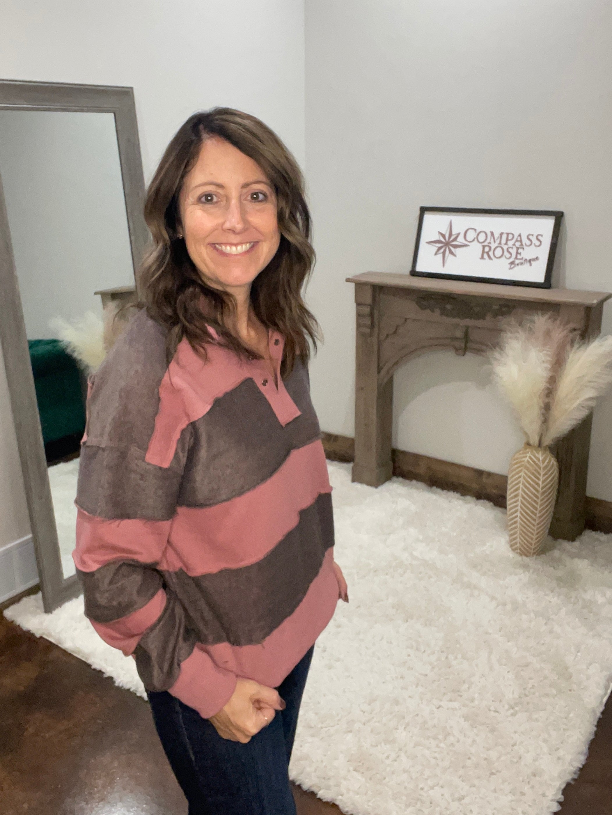 FRENCH TERRY OVER SIZED COLOR BLOCK TOP