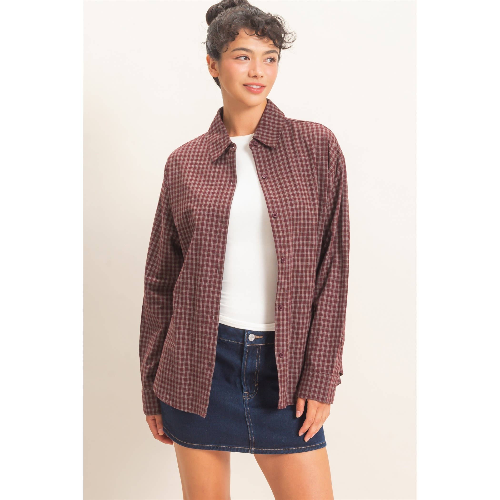 Plaid Button-Up Shirt