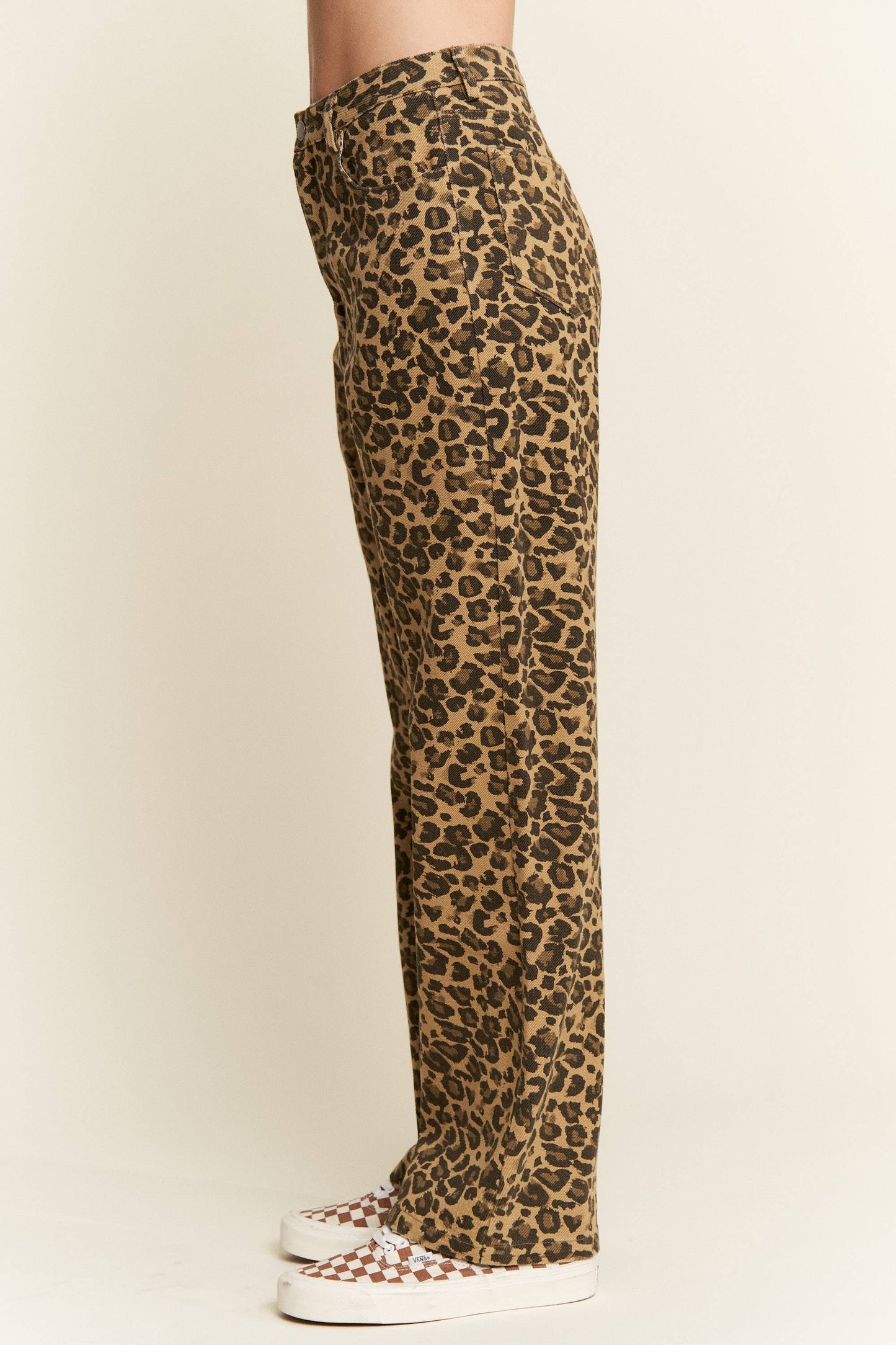 Leopard Print Denim Pants
