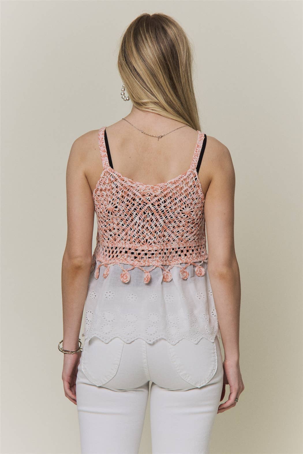 Crochet Eyelet Babydoll Tank Top