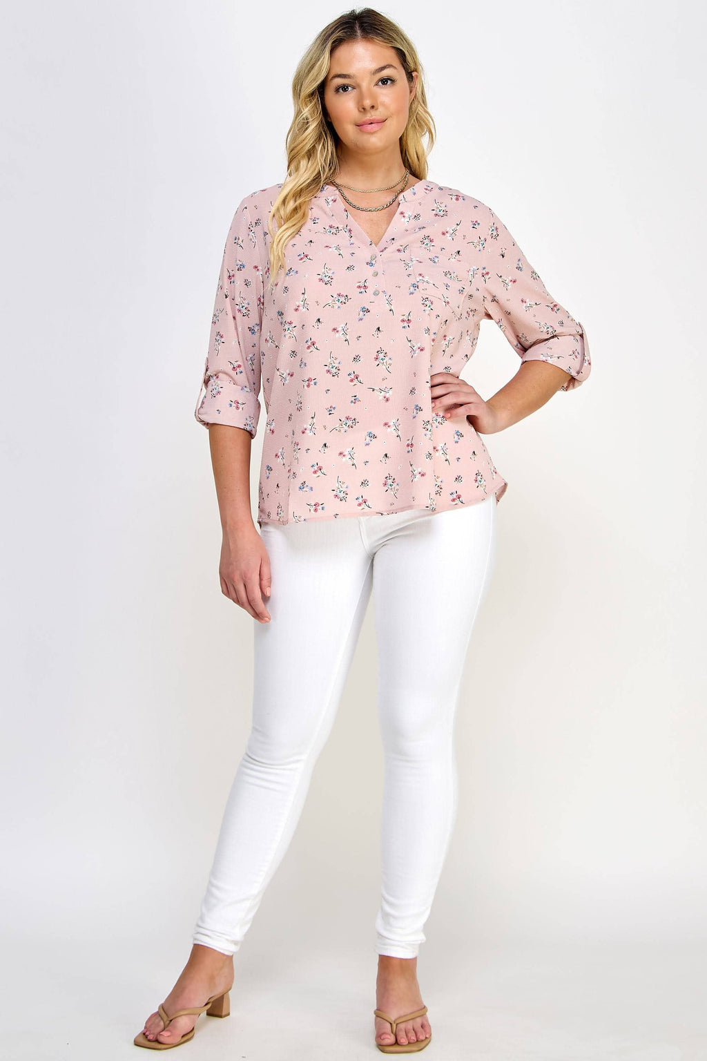 Floral Print Pop-over Blouse