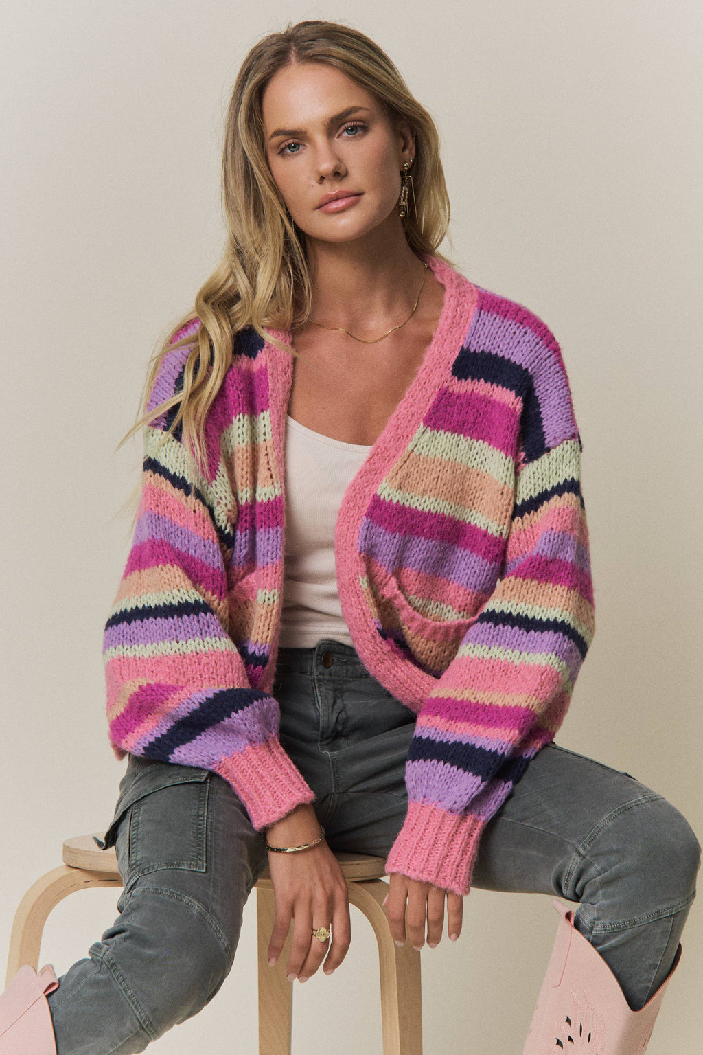 Vibrant Striped Cardigan