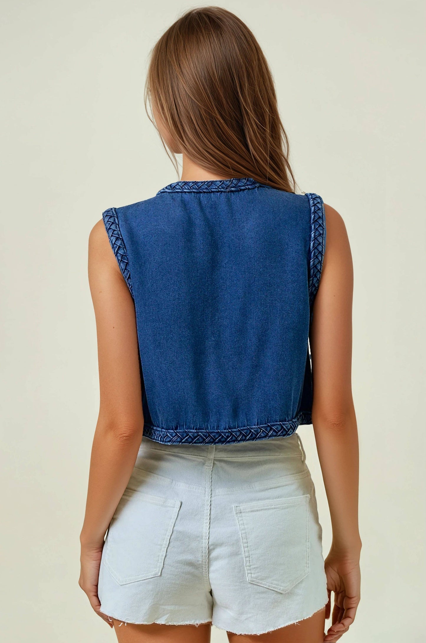Braided Denim Vest