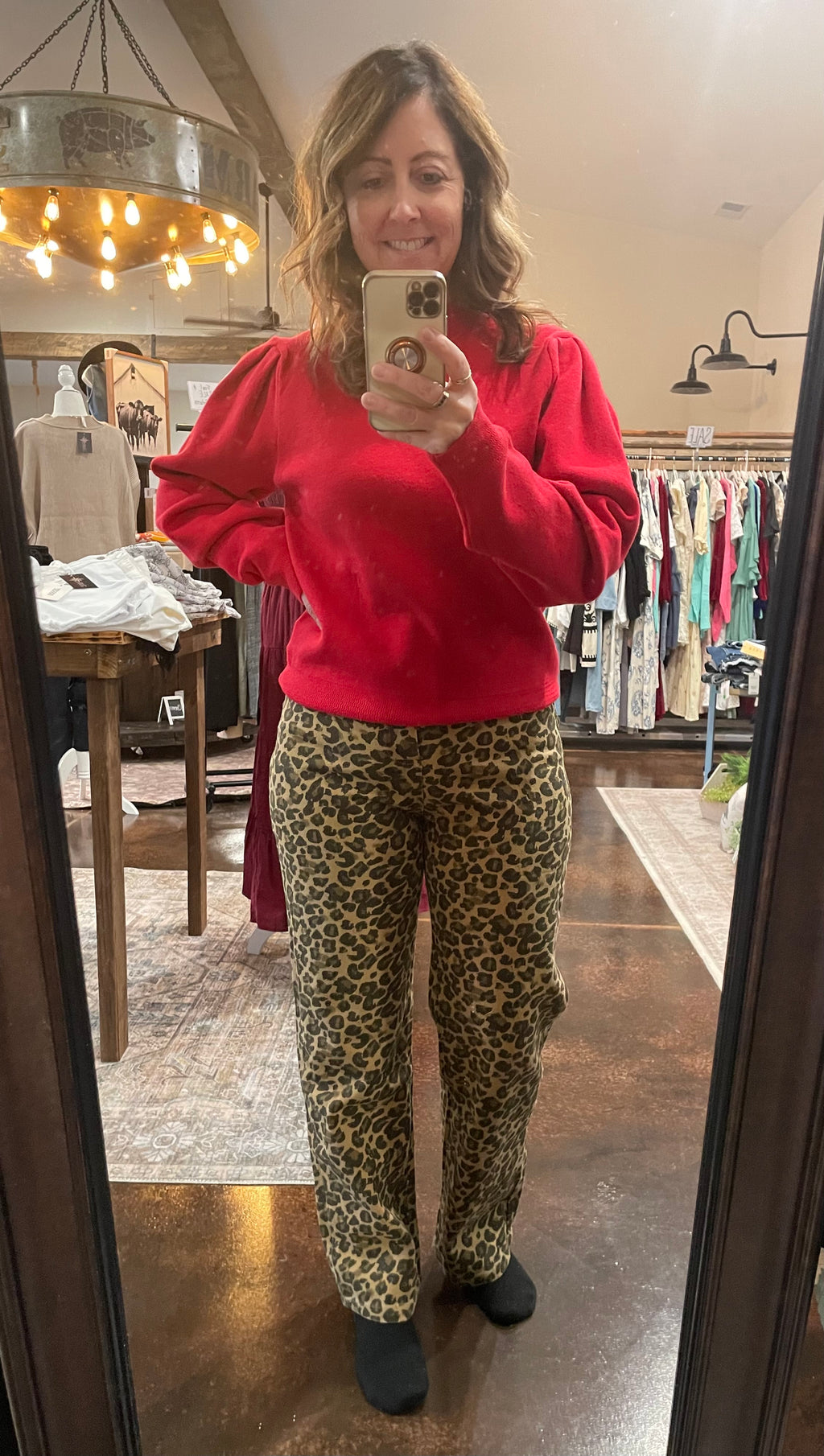 Leopard Print Denim Pants