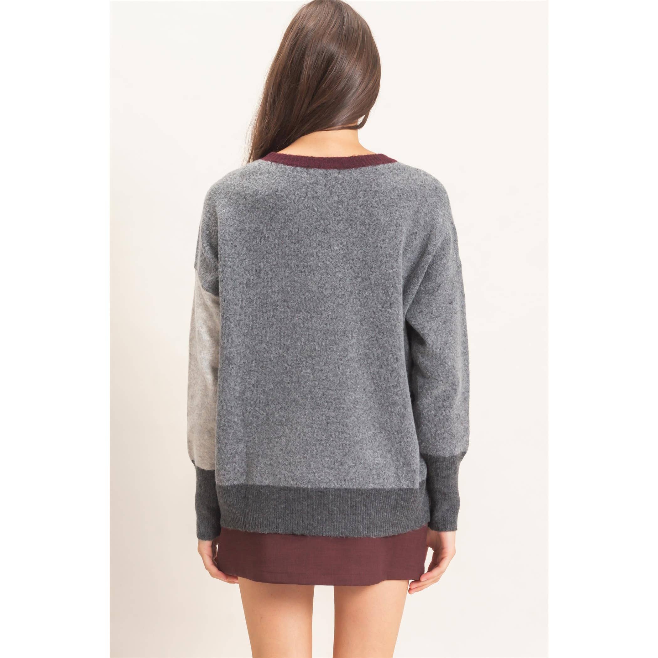 Colorblock Crew Neck Sweater