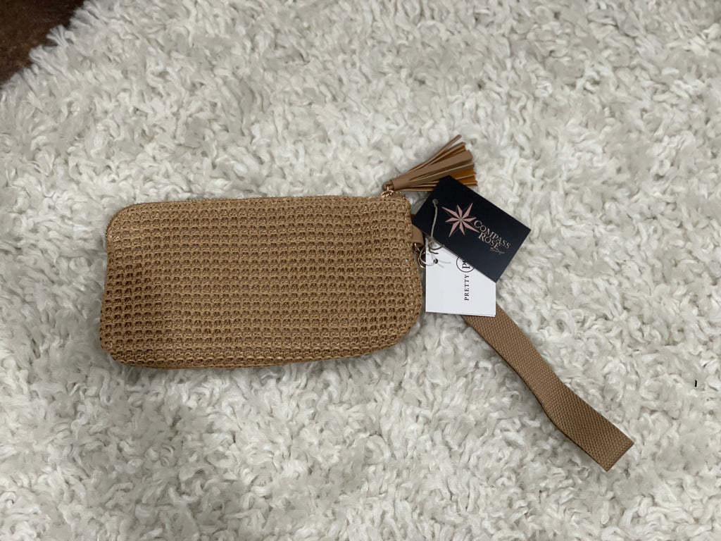 Raffia Clutch Card Wallet Wristlet