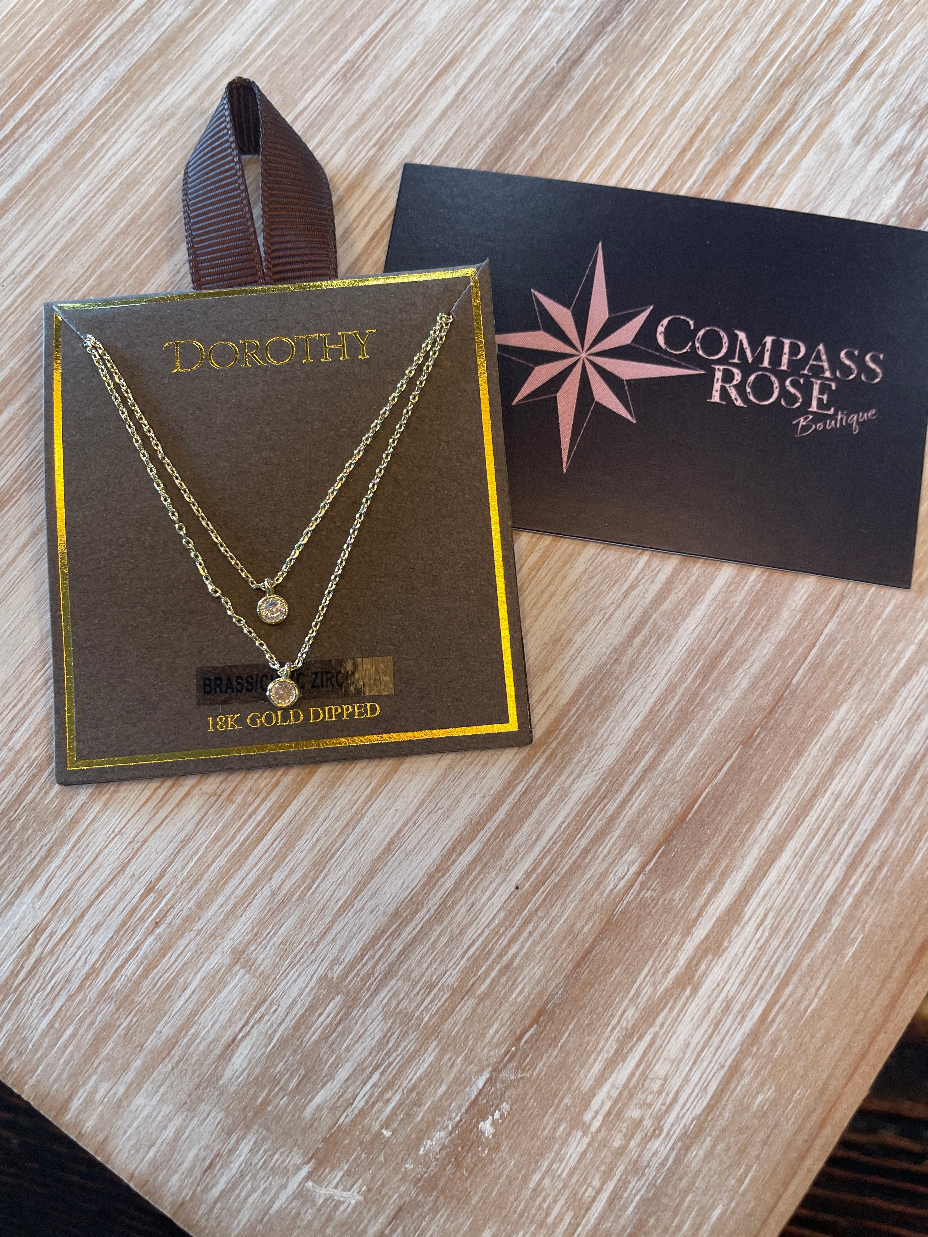 Double Chain Cubic Zirconia Pendant Necklace