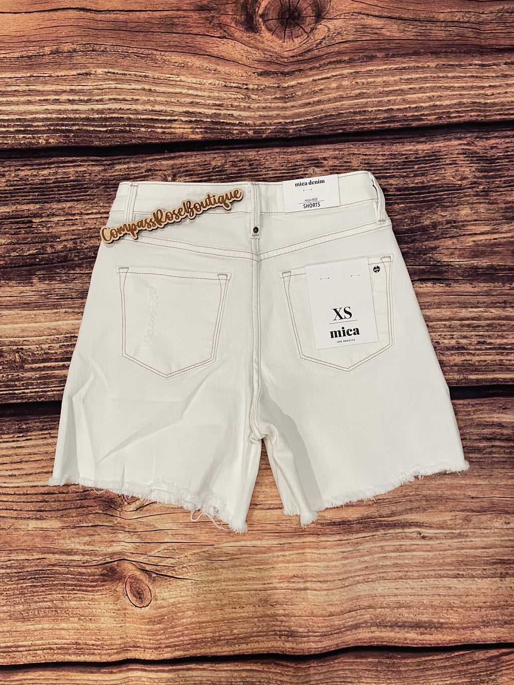 Mica High Rise Distressed Frayed Hem Shorts