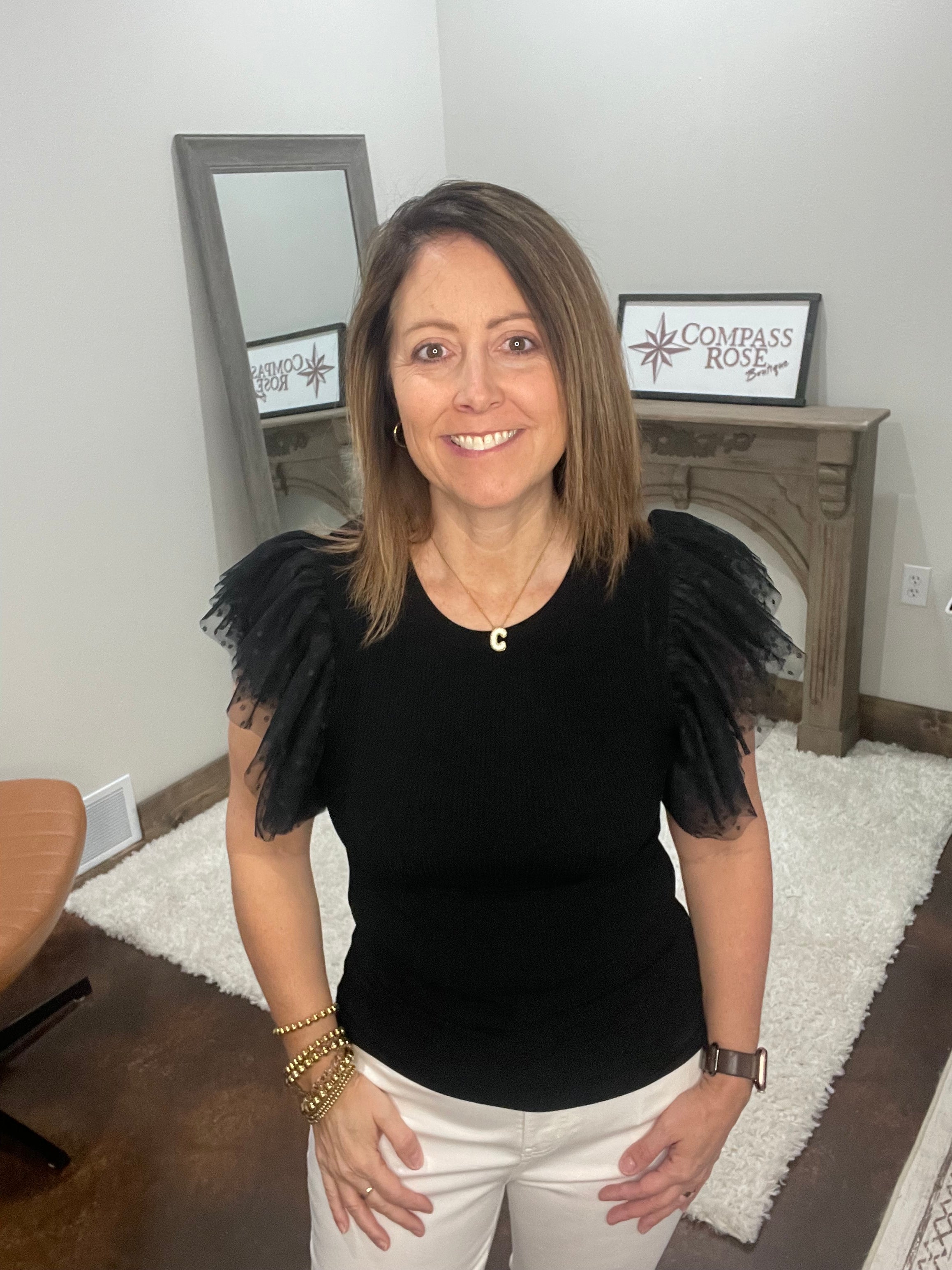 Ruffle Sleeve Knit Top