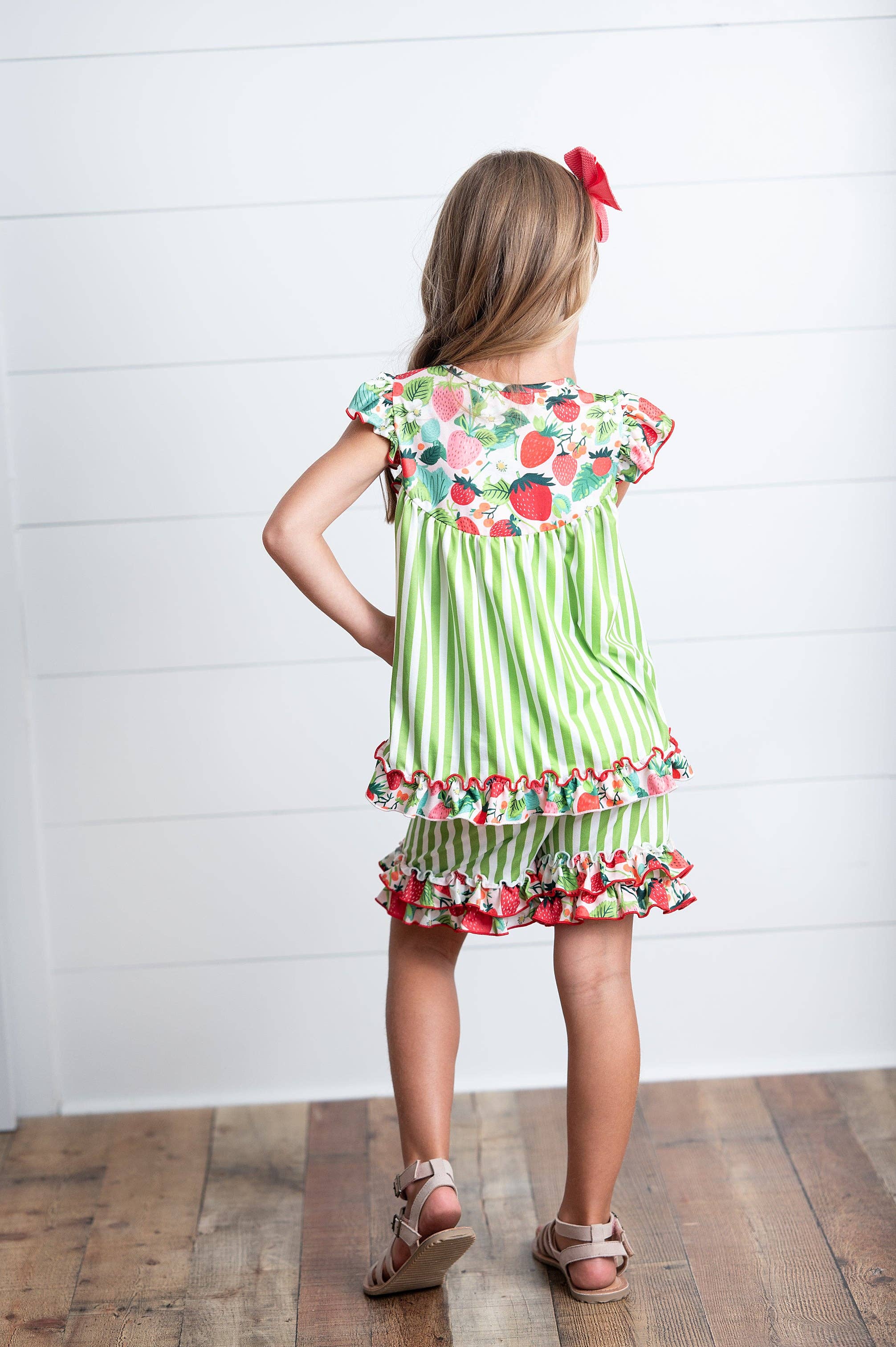 Kids Stripe Ruffle Short Set