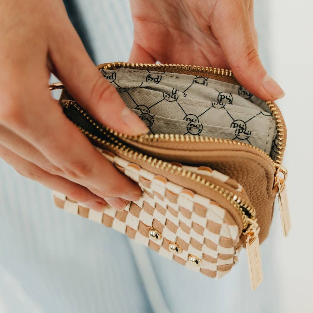Woven Cameron Double Zip Card Wallet