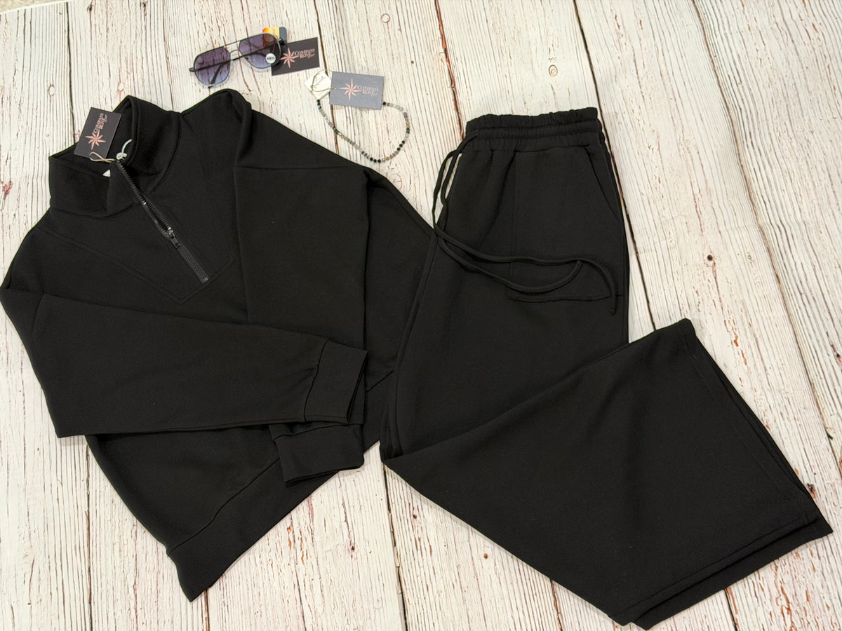 Half Zip Pullover & Wide Leg Pants Set