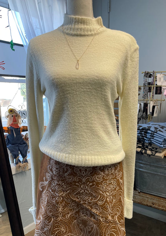 Mock Neck Cream Sweater