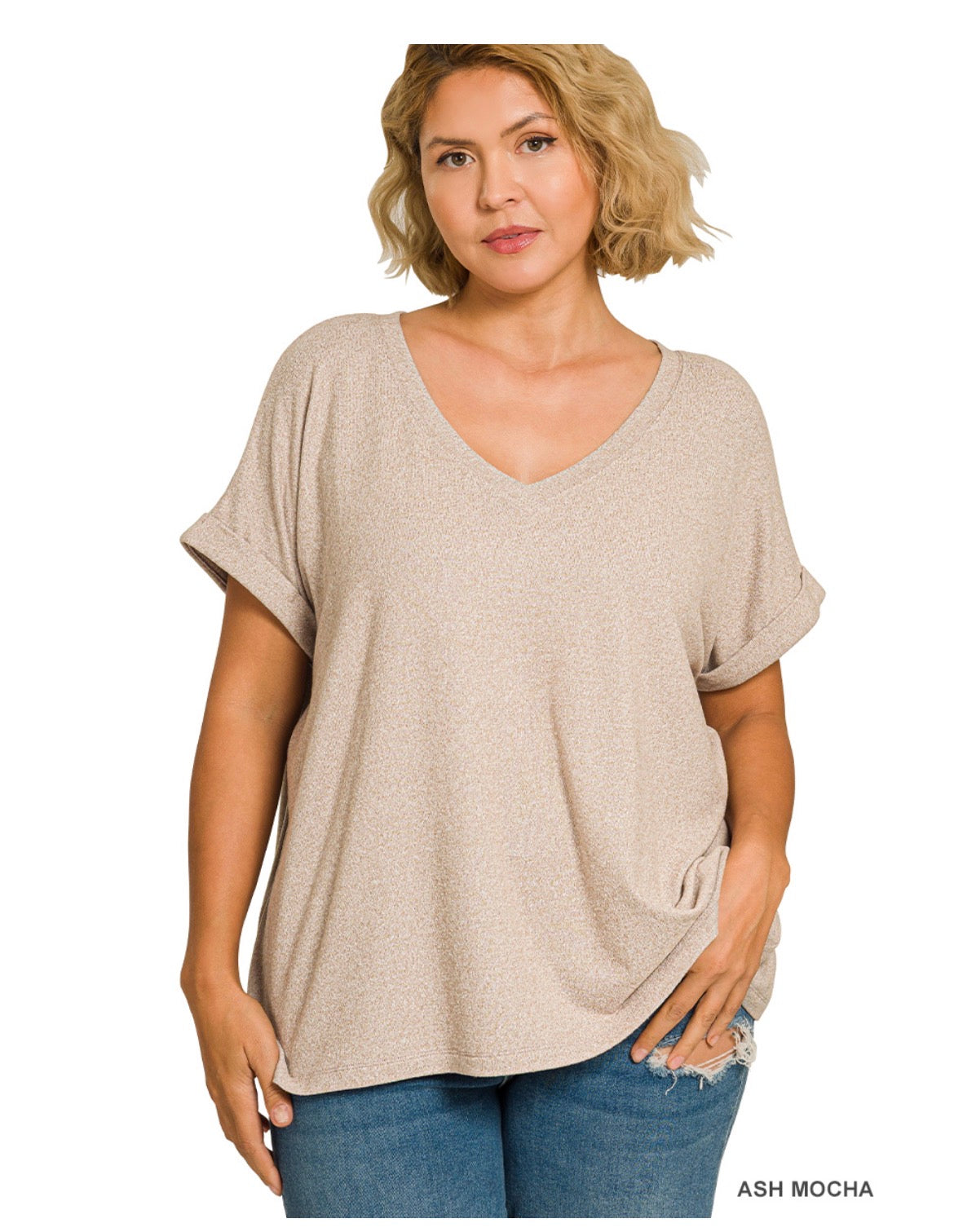 Soft Melange Hacci V-Neck Tee
