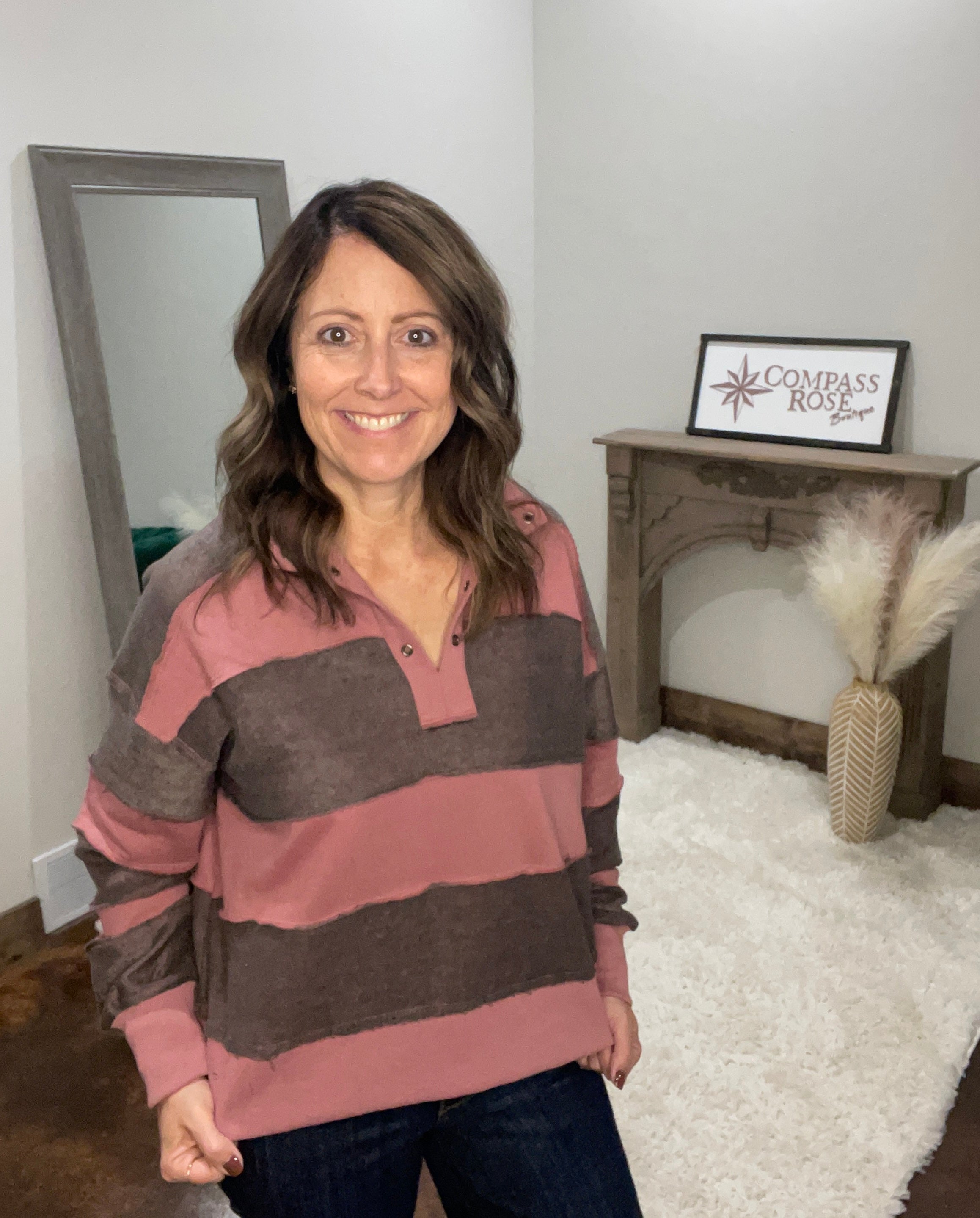 FRENCH TERRY OVER SIZED COLOR BLOCK TOP