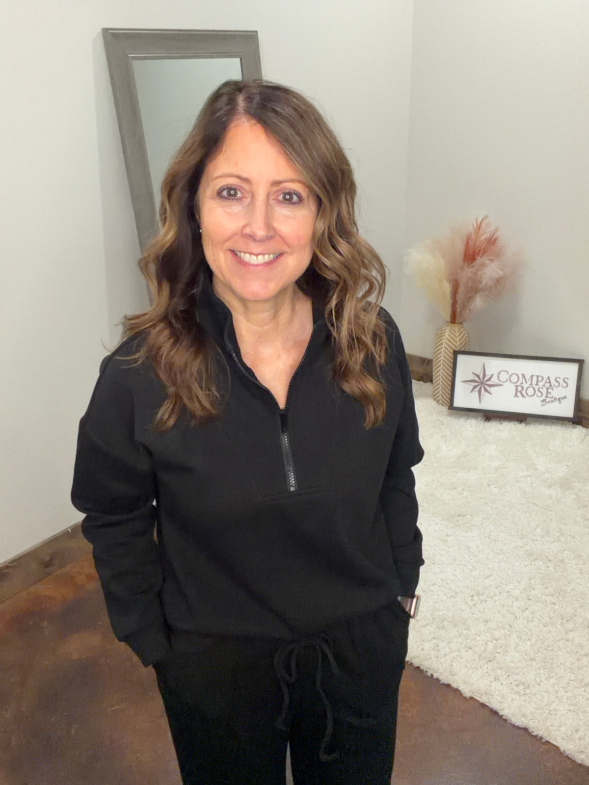 Half Zip Pullover & Wide Leg Pants Set