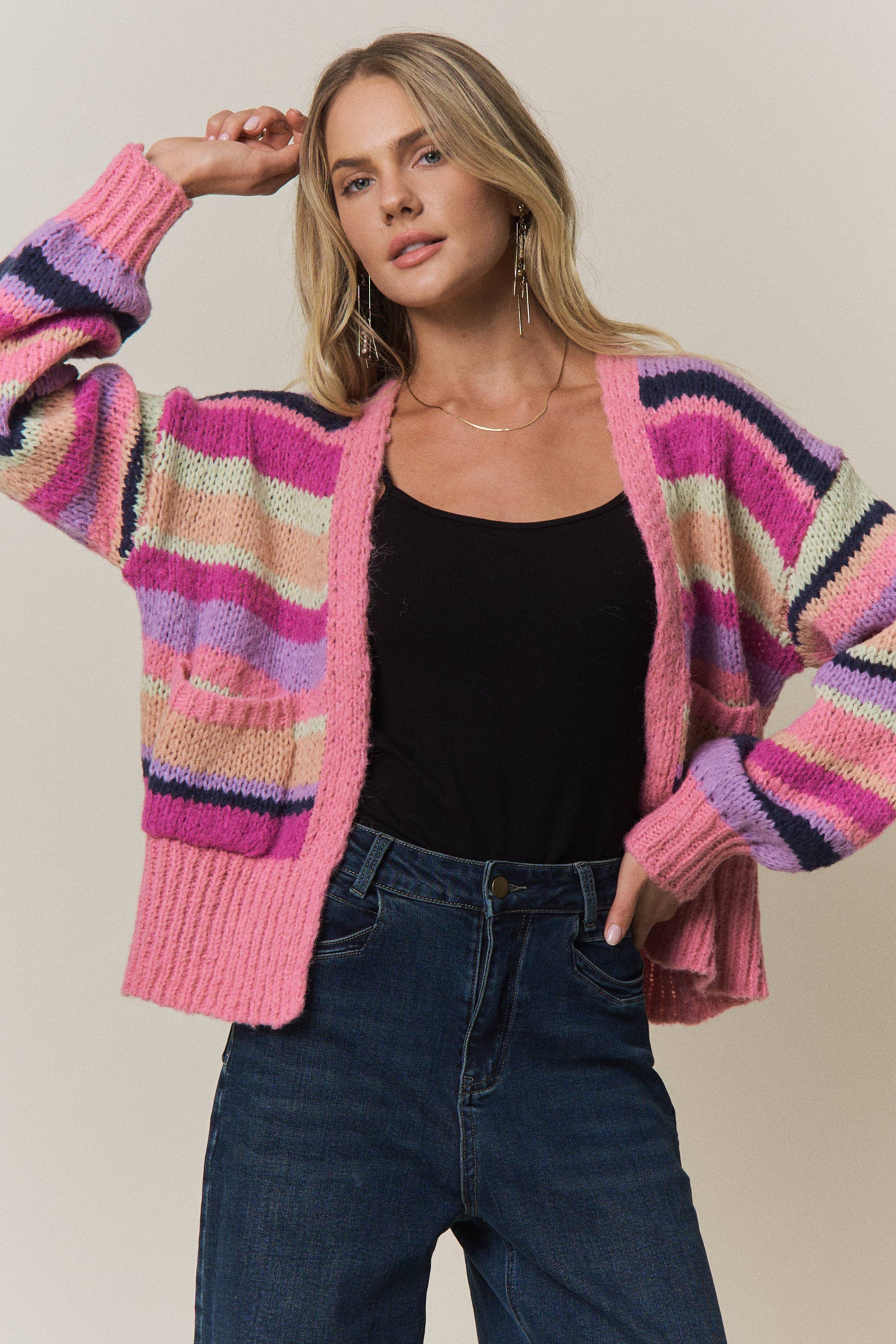 Vibrant Striped Cardigan