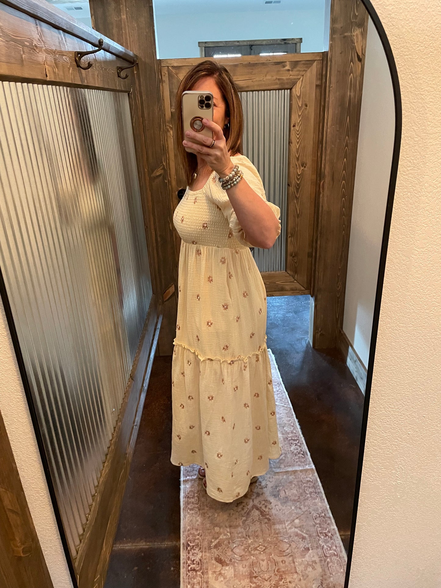 Floral Embroidered Tiered Maxi Dress