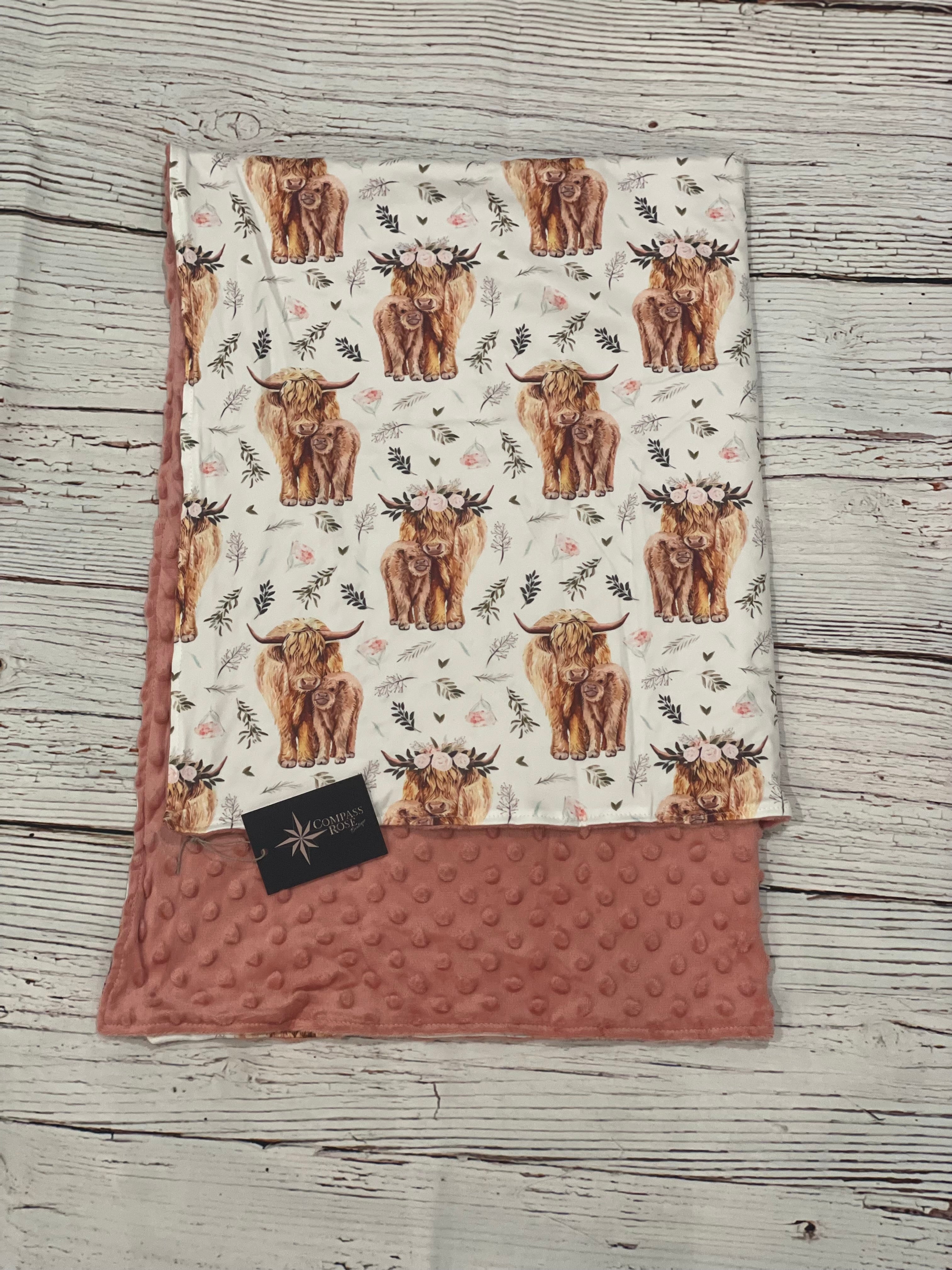 Baby Cows Pink Minky Blanket