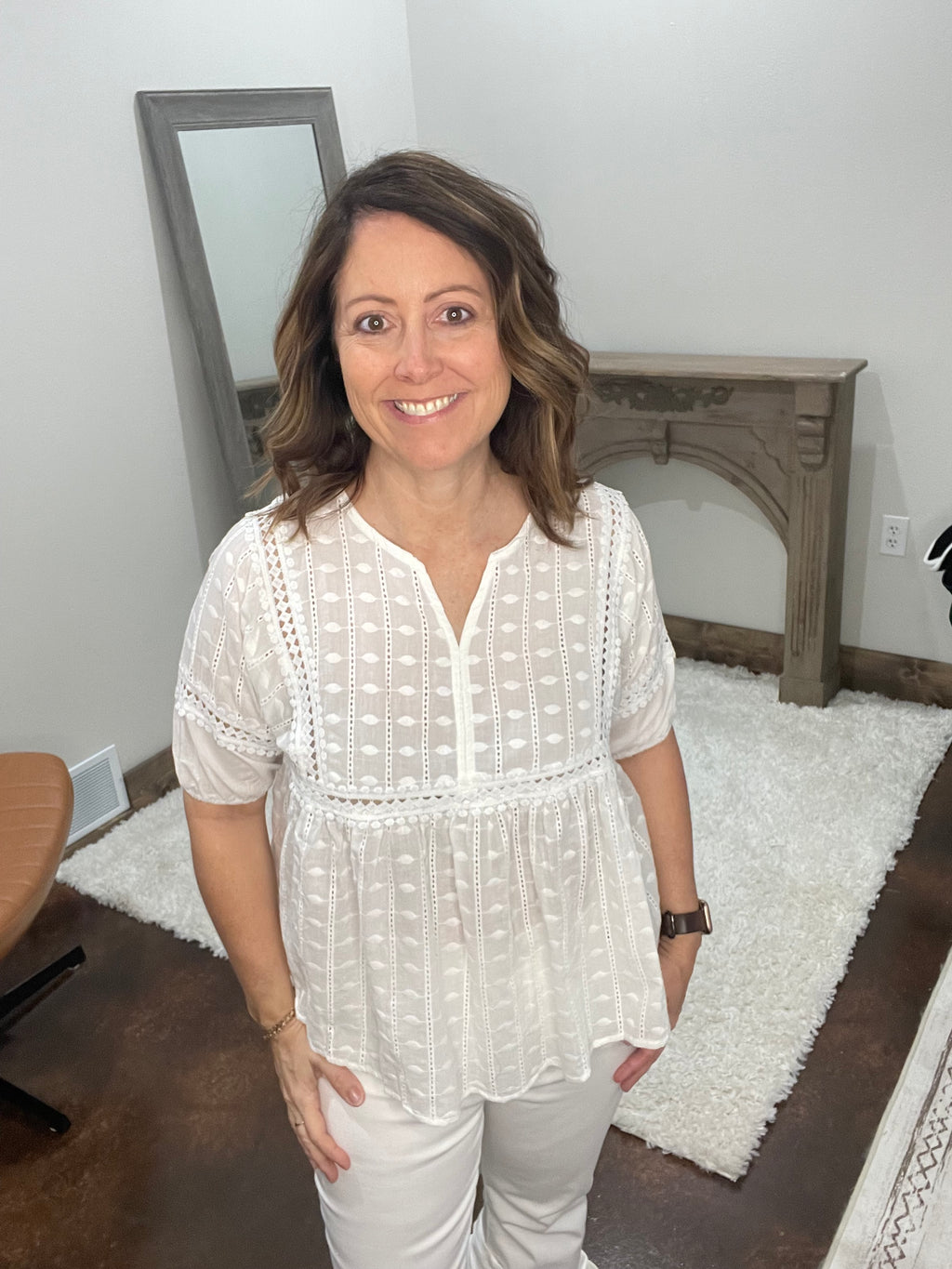 Crochet Half Sleeve Babydoll Top