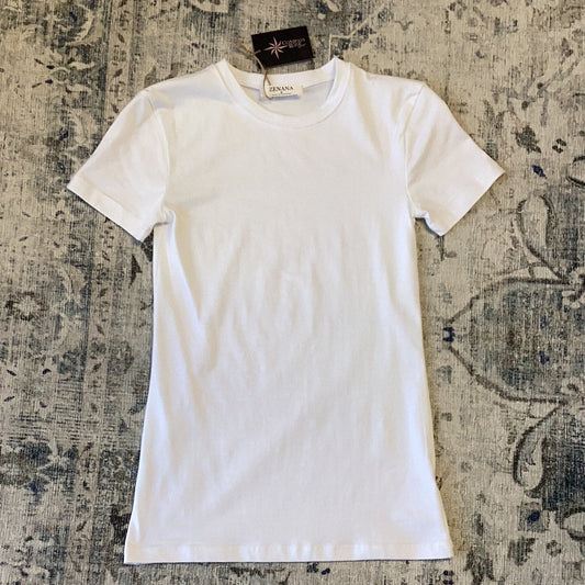Basic Cotton Crew Neck Short Sleeve Fitted Tee