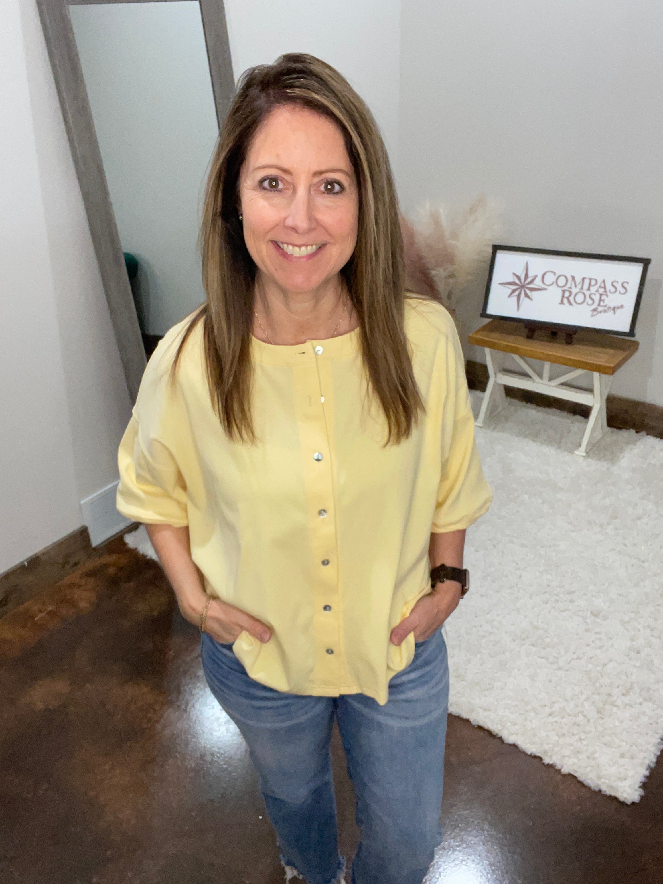 Oversized Button Front Top