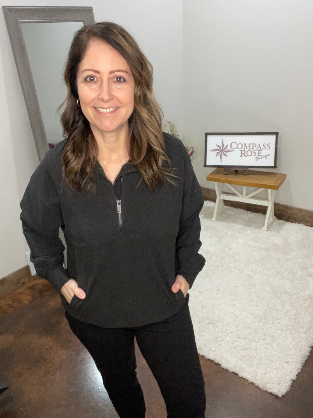 Rae Mode Brushed Rib Quarter Zip Pullover