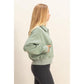 Collar Snap Buttoned Sweatshirt