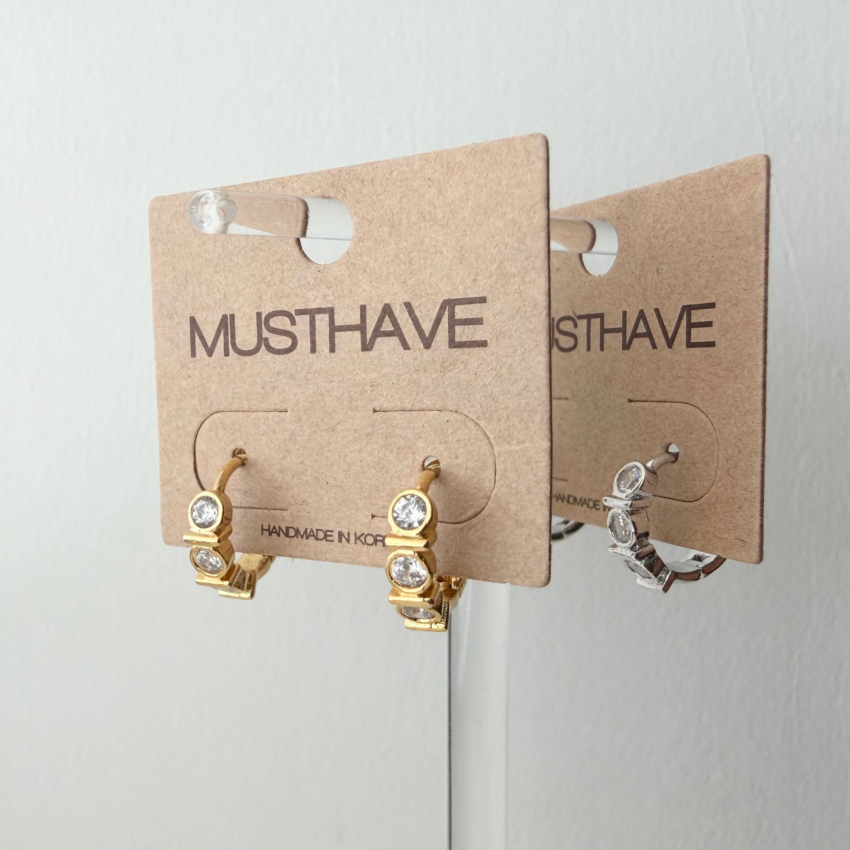 Bezel Huggie Hoop Earrings