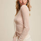 Semi Sheer Textured Lace Long-Sleeve Layering Top