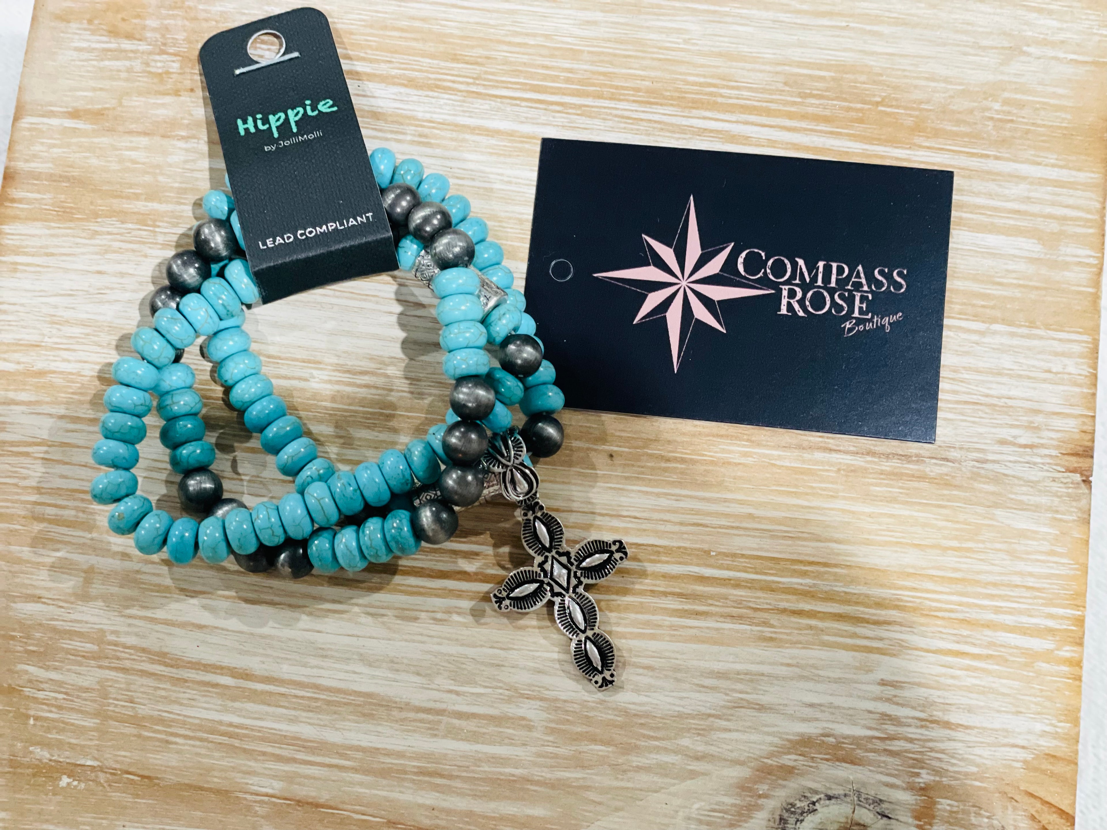 Multi-strand Turquoise Cross Bracelet