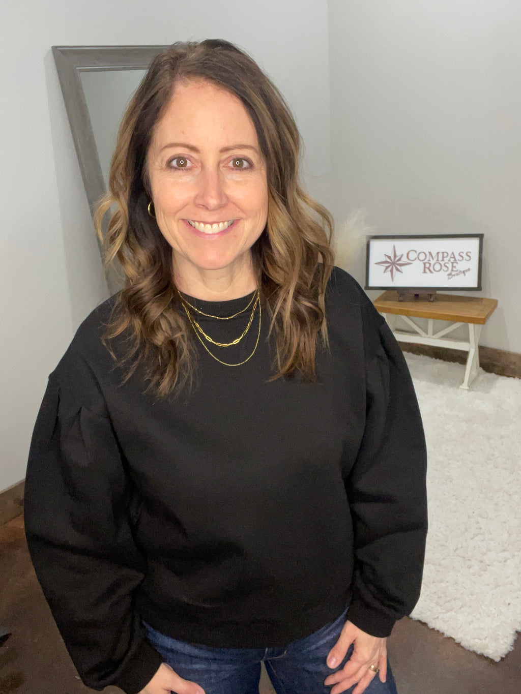 Pleated Sleeve Sweatshirt