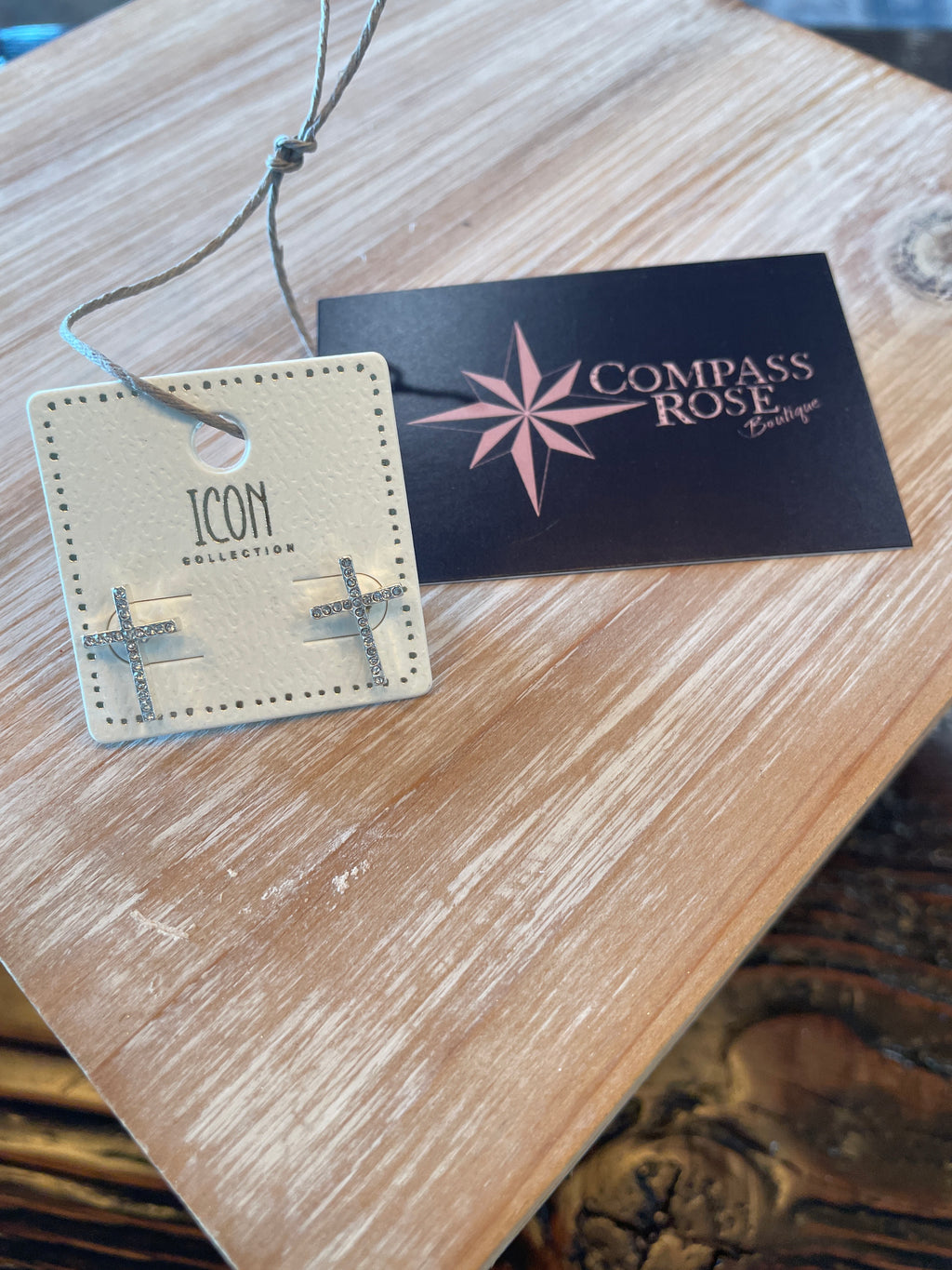 Silver Cross CZ Earrings