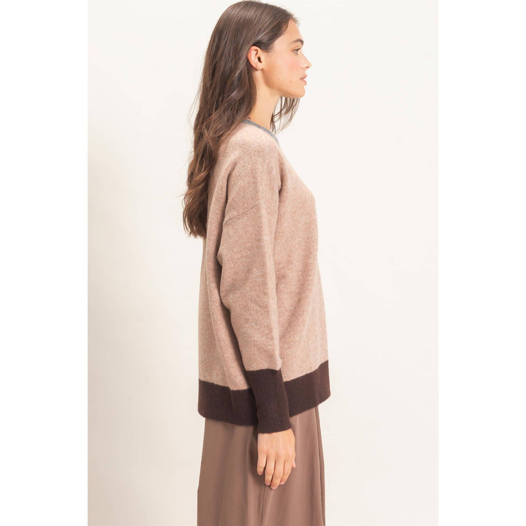Colorblock Crew Neck Sweater