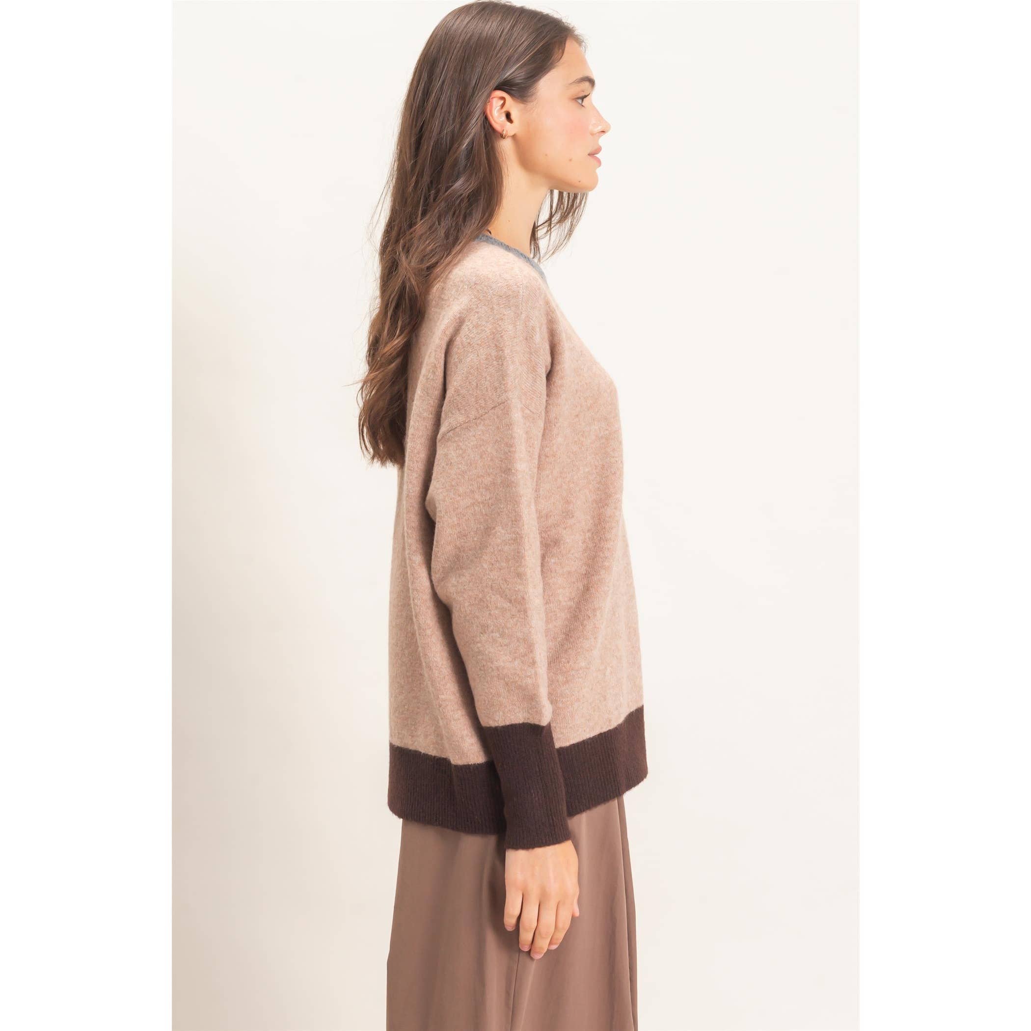 Colorblock Crew Neck Sweater
