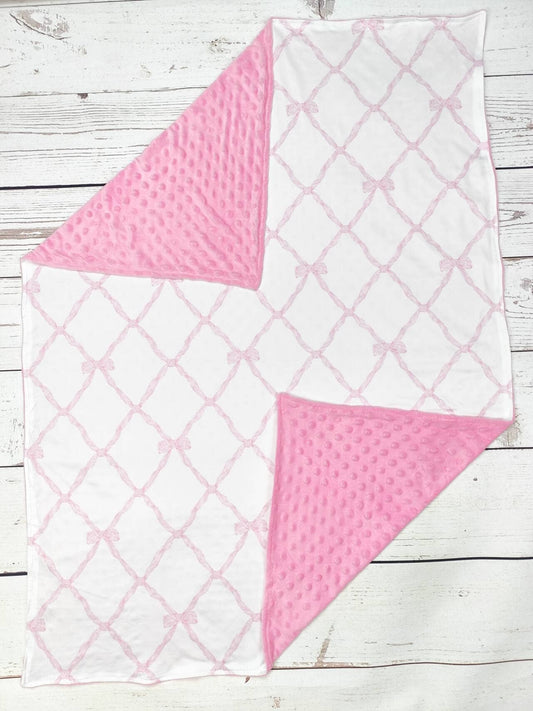 Baby Girl Pink Bow Print Blanket