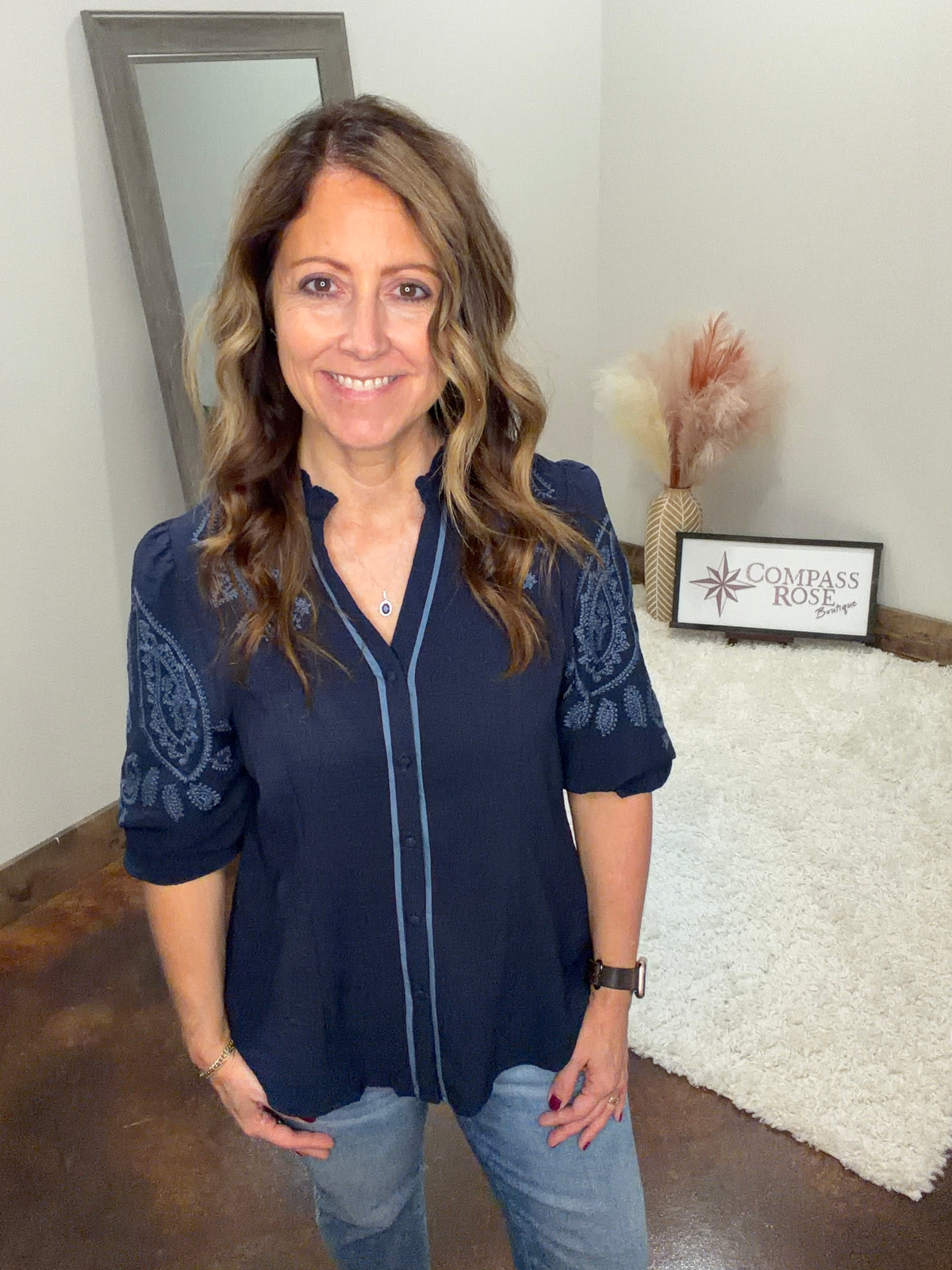 Embroidery Ruffle Top