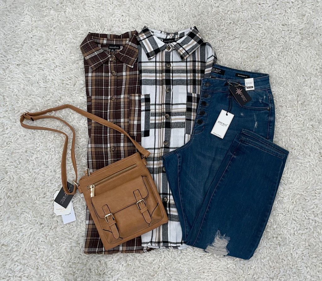 PLAID COLLARED BUTTON DOWN LONG SLEEVE SHIRT