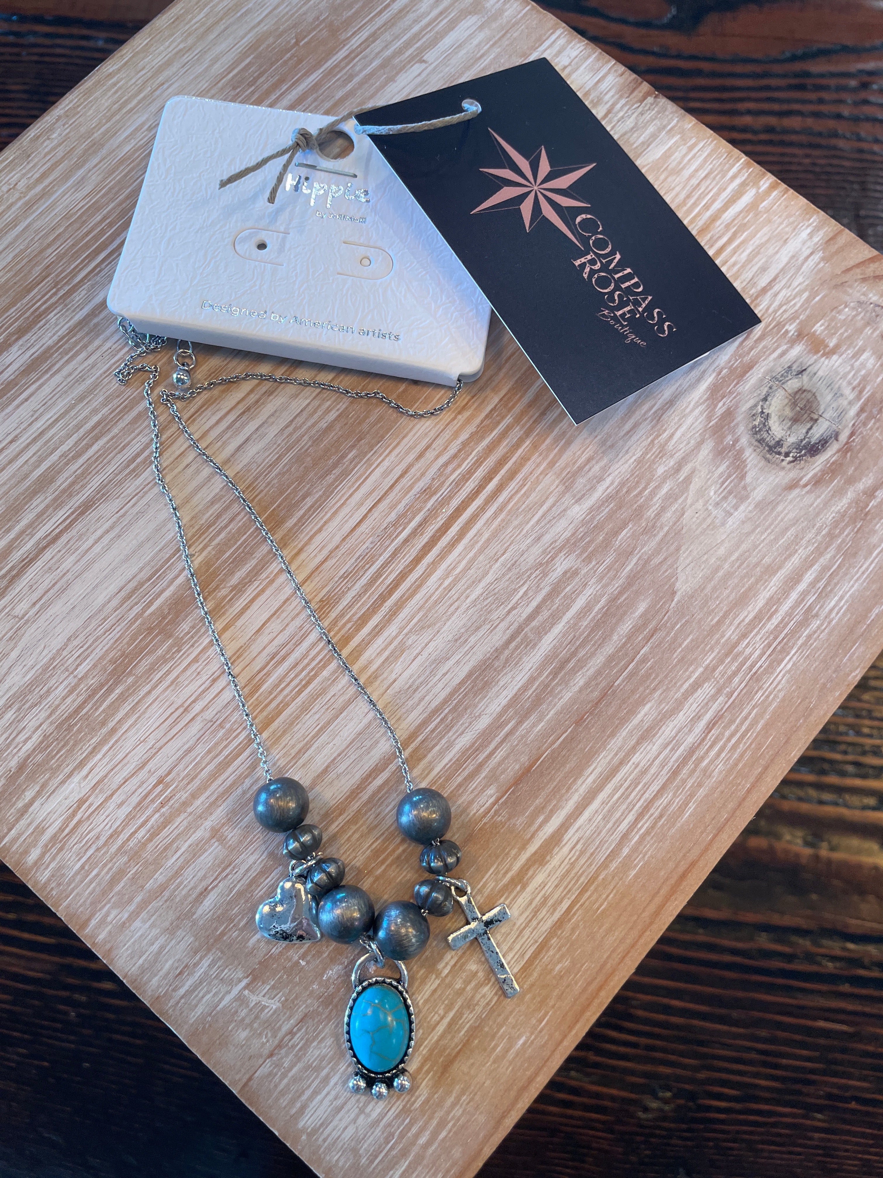 Navajo Pearl and Charm Necklace