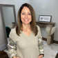 Camo Sleeve V-Neck Top