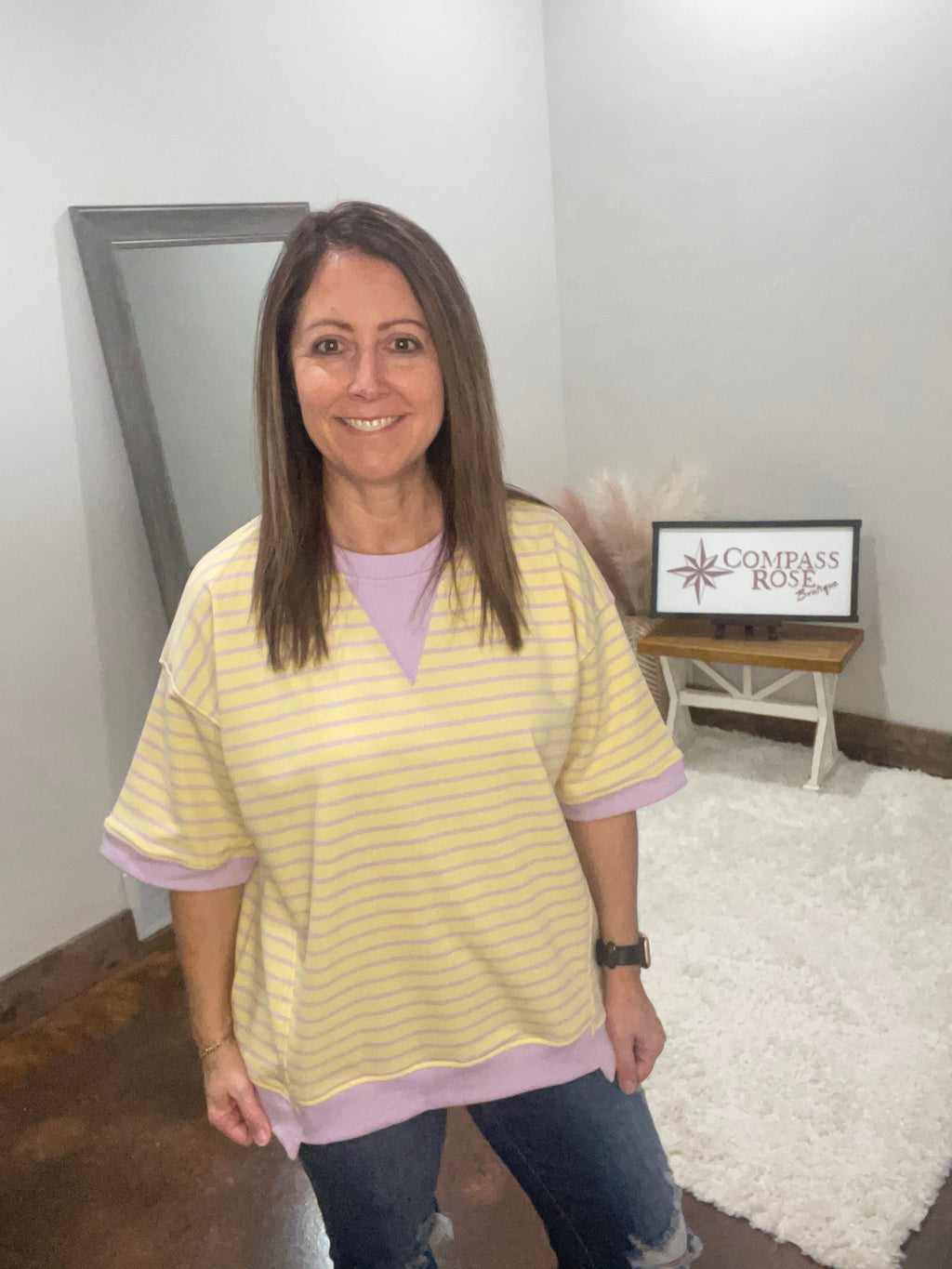 Striped Terry Oversized Top