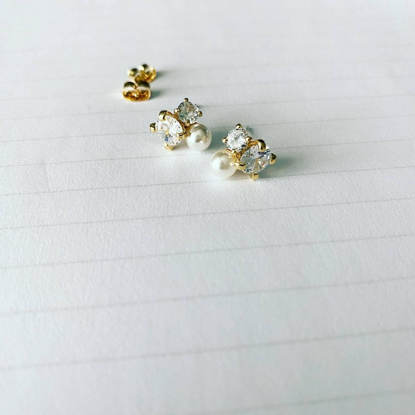 Pearl CZ Duo Earrings